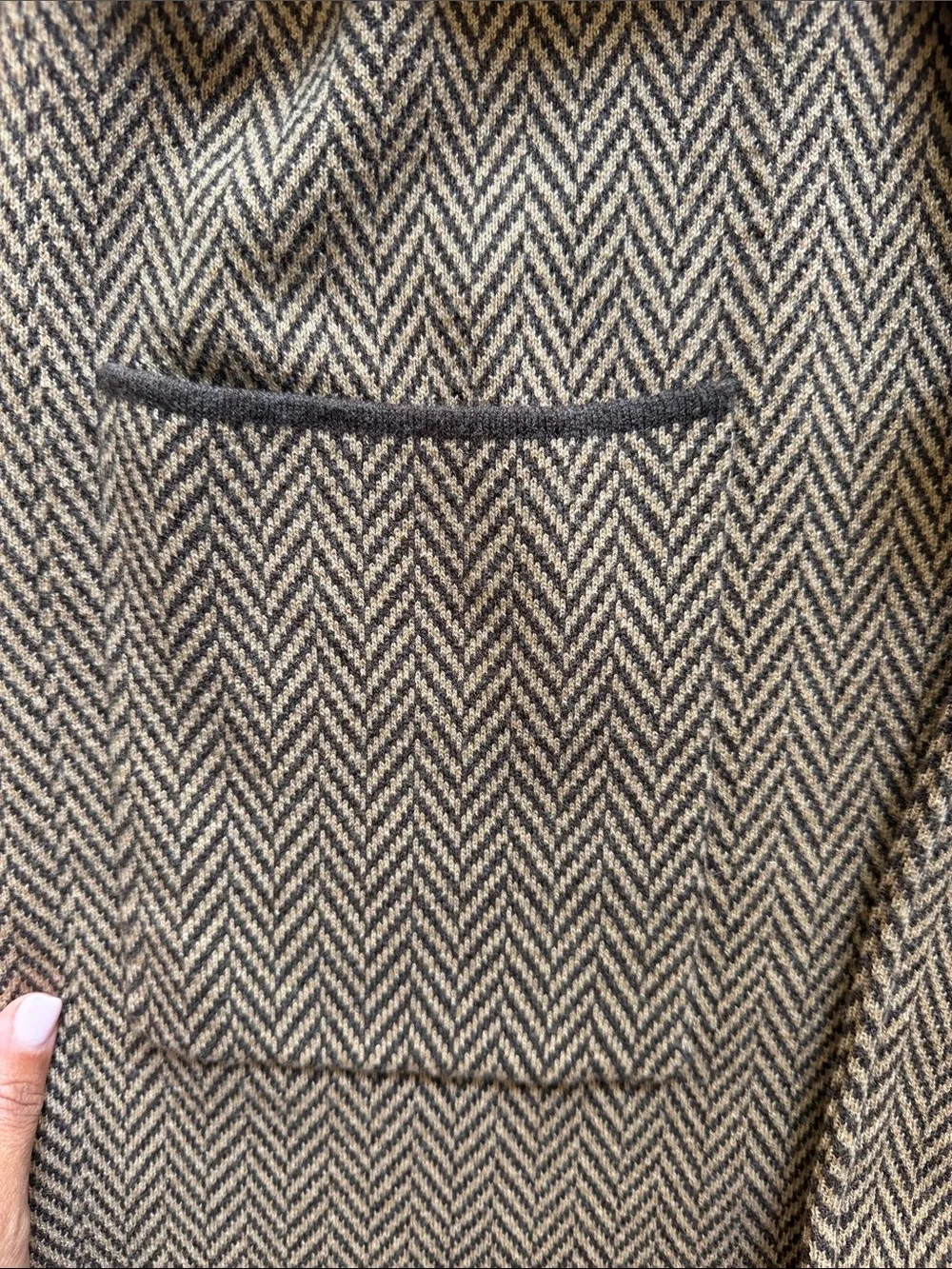 J. Crew Brown Herringbone Open-Front Blazer